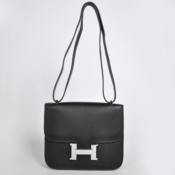 8888BS Hermes Constance Bag in pelle Clemence in nero con Silve